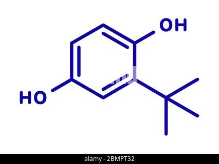 TBHQ, tert-Butylhydroquinone, tertiary butylhydroquinone molecule. It ...