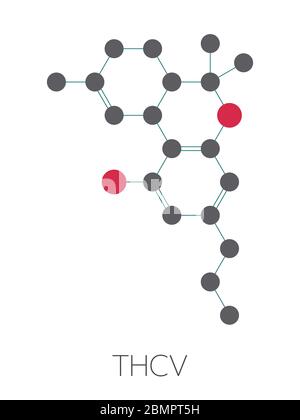 Tetrahydrocannabivarin Or THCV Cannabinoid Molecule. Stylized Skeletal ...