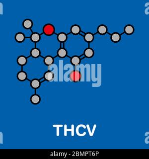 Tetrahydrocannabivarin Or THCV Cannabinoid Molecule. Stylized Skeletal ...