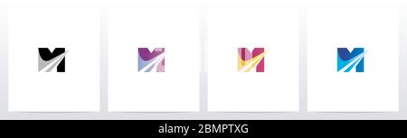 Swoosh Pointed Graphic On Letter Logo Design M Stock Vector