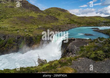 Salto Grande waterfall in Torres Del Paine National Park, Patagonia, Chile, South America. Stock Photo