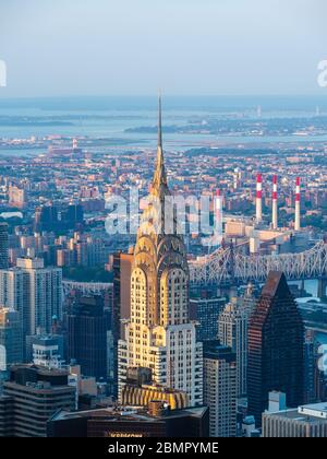 Architectural landmark Chrysler Building, an Art Deco–style skyscraper located in Manhattan, New York City, United States of America. Stock Photo