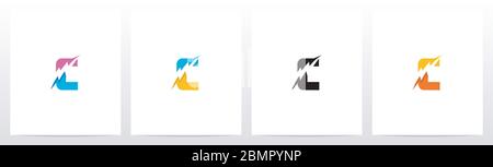 Thunder Electric On Letter Logo Design C Stock Vector