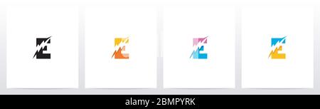 Thunder Electric On Letter Logo Design E Stock Vector