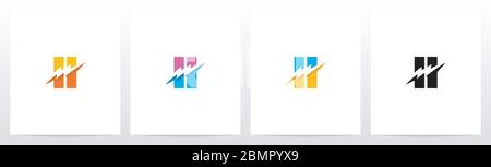 Thunder Electric On Letter Logo Design H Stock Vector