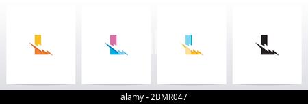 Thunder Electric On Letter Logo Design L Stock Vector