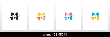 Thunder Electric On Letter Logo Design M Stock Vector