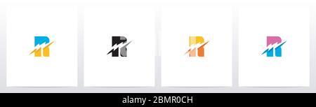 Thunder Electric On Letter Logo Design R Stock Vector