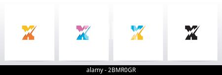 Thunder Electric On Letter Logo Design X Stock Vector