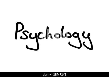 Psychology handwritten on a white background. Stock Photo