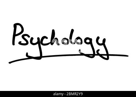 Psychology handwritten on a white background. Stock Photo