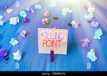 Conceptual hand writing showing Killing Point. Concept meaning Phase End Review Stage Gate Project Evaluation No Go Stock Photo