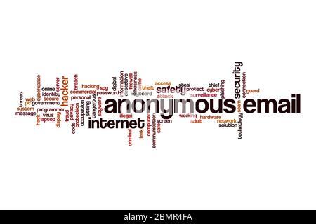 Anonymous email word cloud concept on white background Stock Photo