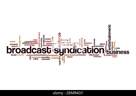 Broadcast syndication word cloud concept on white background Stock Photo