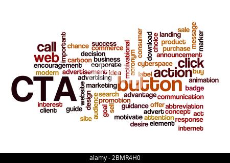 CTA word cloud concept on white background Stock Photo