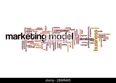 Marketing model word cloud concept on white background Stock Photo