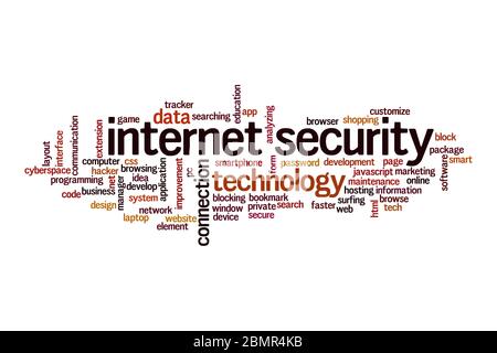 Internet security word cloud concept on white background Stock Photo