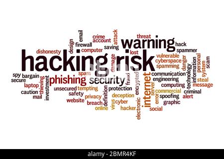 Hacking risk word cloud concept on white background Stock Photo