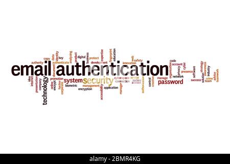 Email authentication word cloud concept on white background Stock Photo
