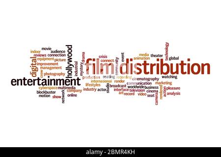 Film distribution word cloud concept on white background Stock Photo