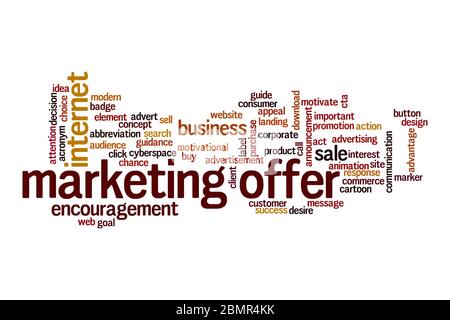 Marketing offer word cloud concept on white background Stock Photo