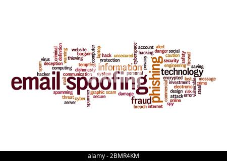 Email spoofing word cloud concept on white background Stock Photo
