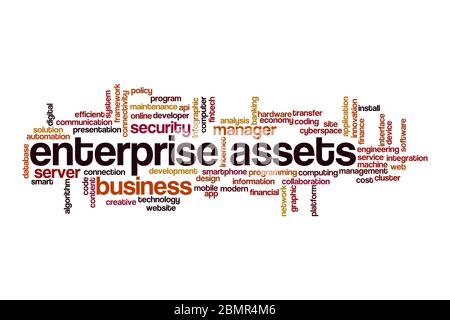 Enterprise assets word cloud concept on white background Stock Photo