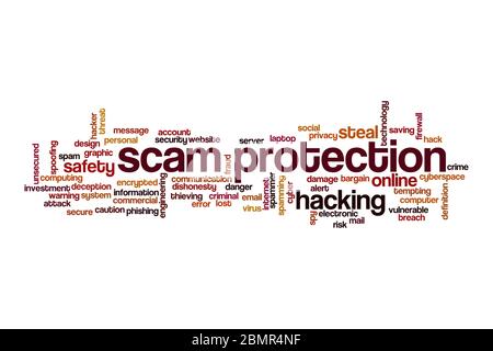 Scam protection word cloud concept on white background Stock Photo