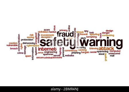 Safety warning word cloud concept on white background Stock Photo