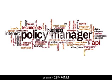 Policy manager word cloud concept on white background Stock Photo