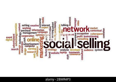 Social selling word cloud concept on white background Stock Photo