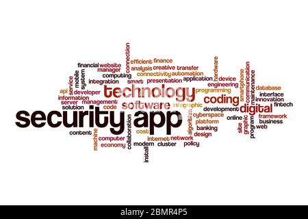 Security app word cloud concept on white background Stock Photo