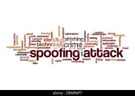 Spoof attack word cloud concept on white background Stock Photo