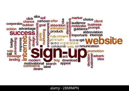 Sign-up word cloud concept on white background Stock Photo