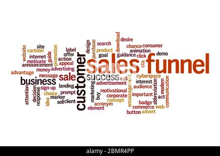 Sales funnel word cloud concept on white background Stock Photo