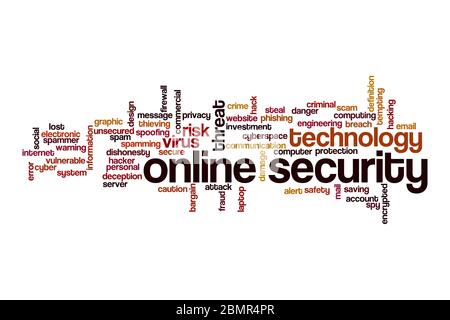 Online security word cloud concept on white background Stock Photo