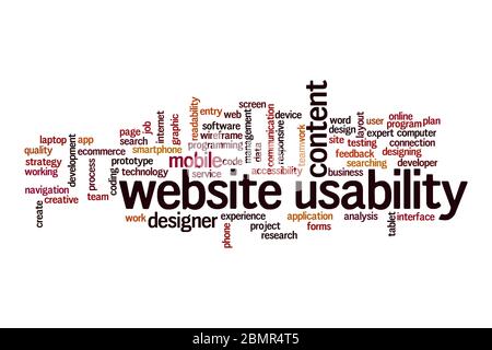 Website usability word cloud concept on white background Stock Photo