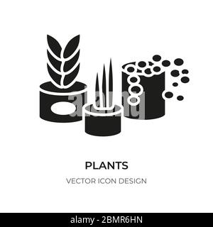 Glyph plant icon. Simple black silhouette flower and cactus in pot. Closeup logo houseplants, design eco sign. Minimalism trendy pictogram succulent, aloe symbol. Isolated on white vector illustration Stock Vector