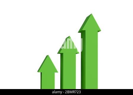 Growth charts with the arrows - 3d rendering Stock Photo