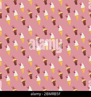 ice cream seamless pattern vector illustration background Stock Vector