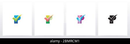 Tick Mark On Letter Logo Design P Stock Vector