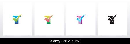 Tick Mark On Letter Logo Design T Stock Vector