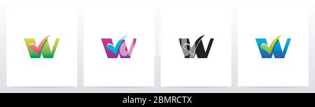 Tick Mark On Letter Logo Design W Stock Vector