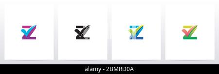 Tick Mark On Letter Logo Design Z Stock Vector