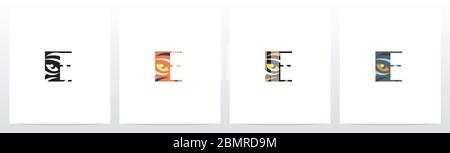 Tiger Eye Inside Letter Logo Design E Stock Vector
