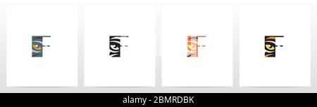 Tiger Eye Inside Letter Logo Design F Stock Vector