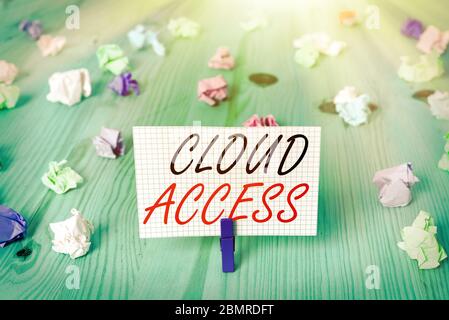 Word writing text Cloud Access. Business photo showcasing Software tool between the organization and the provider Stock Photo