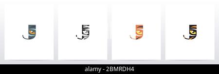 Tiger Eye Inside Letter Logo Design J Stock Vector