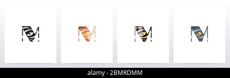 Tiger Eye Inside Letter Logo Design M Stock Vector