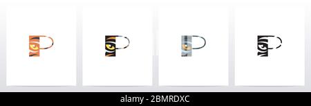 Tiger Eye Inside Letter Logo Design P Stock Vector
